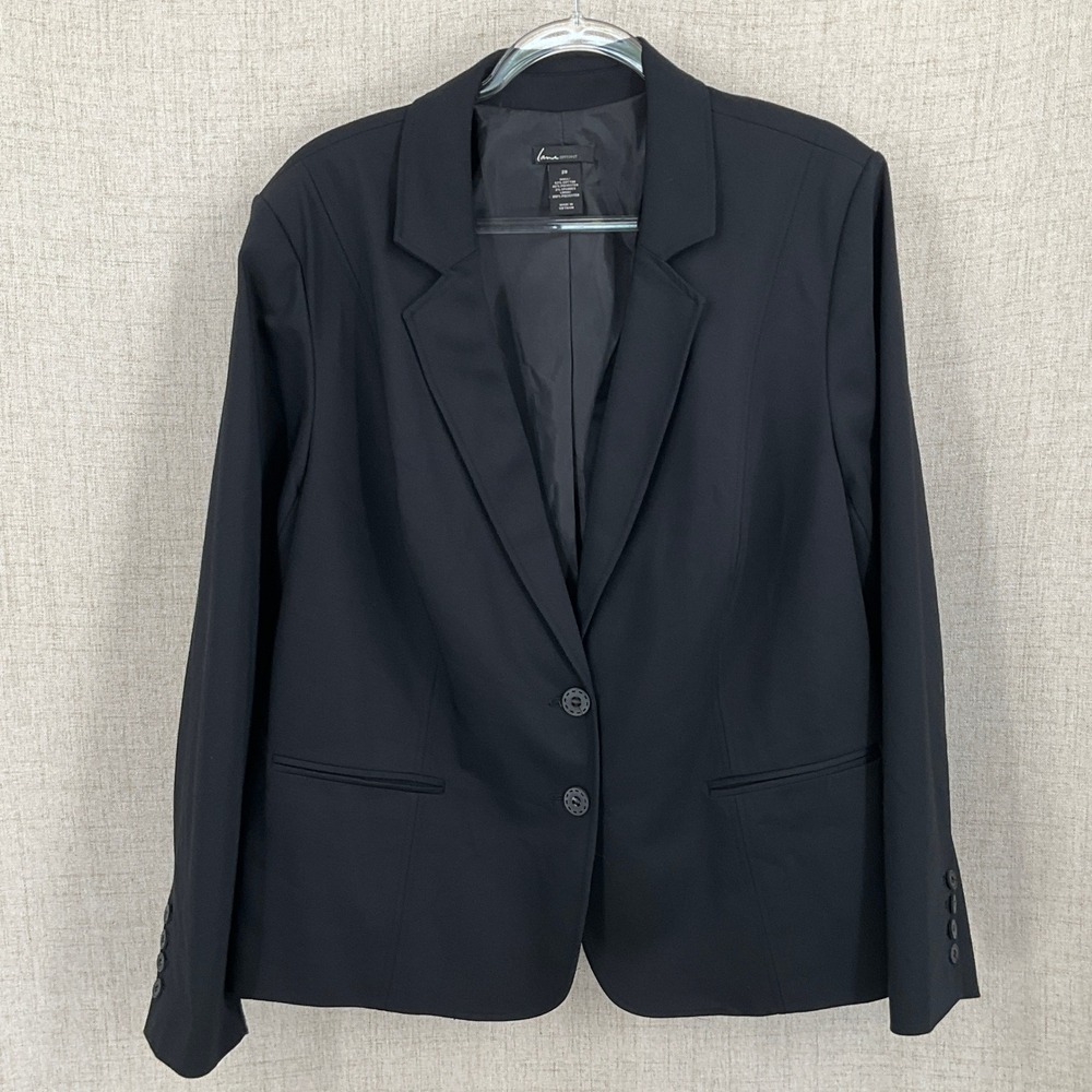 Lane Bryant Blazer Women 28 Black Cotton Blend Stretch Two Button Lined Classic